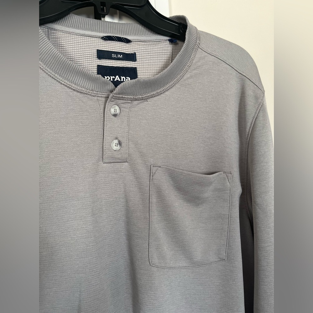 PrAna Men's Slim Fit Polo Shirt, Long Sleeve, Sports Fit, Men’s Sz L